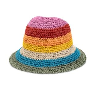 n 34th Women's Striped Crochet Cloche Hat, Rainbow